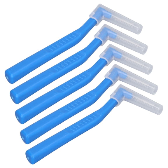 L Shaped Interdental Brushes for Braces Deep Cleaning Portable Dental Toothbrush Plaque Removal Blue Color, 5 Count / 5 Pcs (5.5 inches / 14 cm)