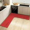 thumbnail image 1 of L-Shaped Kitchen Rug, 47.2×29.5" Absorbent Non-Slip Floor Mat, Velvet Fleece Memory Foam Carpet for Cooking, Living Room, Bedroom, Machine Washable, 1 of 5