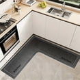 thumbnail image 1 of L-Shaped Kitchen Rug, Non-Slip Oil & Water Resistant Easy to Clean Low-Profile Kitchen Mat for Sink Stove Floor Decor, Black, 1 of 8
