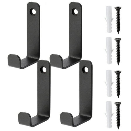 L Shaped Ladder Hooks,4 Pack Heavy Duty Wall Hooks for Garage Organization,Tool Storage with Mounting Screws