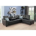 thumbnail image 1 of L-Shaped Leather Sectional Sofa with Chaise, Modular Tufted Couch Nail-Head Lounge Sofa for Living Room, Black, 1 of 6