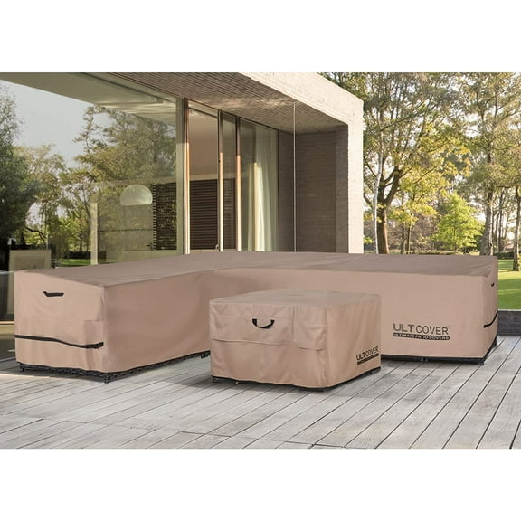 L-Shaped Left Facing Waterproof Sofa Cover for 6-Seater Outdoor Sectional Furniture - 85"W (Left Side) x 110"W (Back Length)