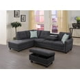 thumbnail image 1 of L-Shaped Linen Blend Fabric Couch with Wood Frame and Low-Profile Legs, Settee with Cushions Rounded Arms, Storage Ottoman and Two Toss Pillows, Charcoal grey, 1 of 9