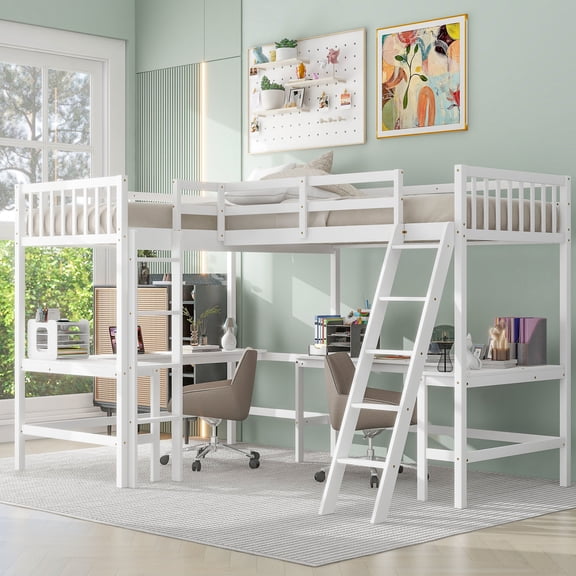 L-Shaped Loft Bed with 2 Beds | Accommodate Multiple Guests