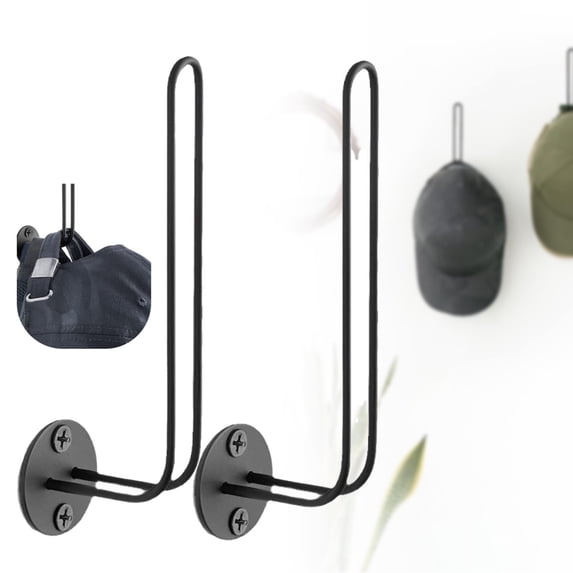 L-Shaped Metal Hat Organizer Rack for Baseball Caps - Space-Saving Wall Mounted Hat Storage for Caps, Headbands, Scarves, Purses, And More - Sturdy , 2X Metal L-Shaped Wire Baseball Cap Storage Rack