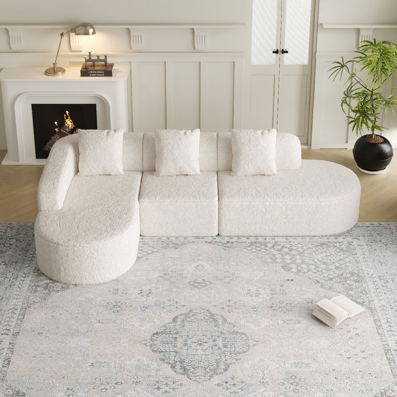 L Shaped Modern Modular Sectional Curved Sofa, Modern Design Minimalist ...
