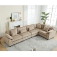 thumbnail image 1 of L Shaped Modular Sectional Sofa Set, Modern Deep Seat Corner Couch, 5-Seats Modular Sofa with 7 Pillows for Living Room, 1 of 9