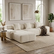 L-Shaped Modular Sectional Sofa with Ottoman, Comfy Boneless Sofa Cloud Couch with Deep Seat, Chenille Sofa Couch for Bedroom Living Room