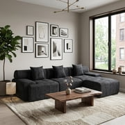 L-Shaped Modular Sectional Sofa with Ottoman, Comfy Boneless Sofa Cloud Couch with Deep Seat, Chenille Sofa Couch for Bedroom Living Room