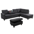 thumbnail image 1 of L-Shaped Modular Sectional Sofa with Ottoman Storage & Nail-Head Trim – Reversible Cup Holder Console, Multi-Functional Living Room Furniture, 1 of 4