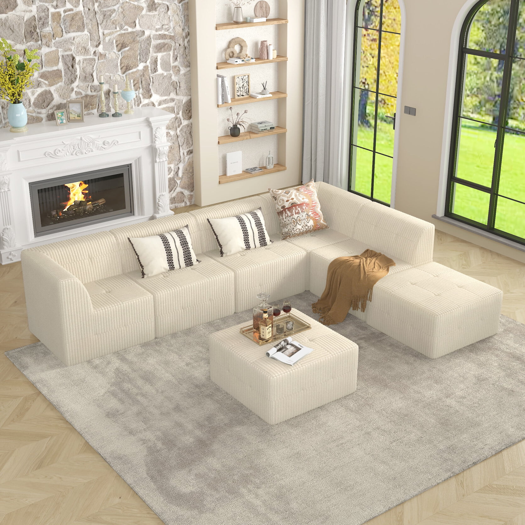 L-Shaped Modular Sectional Sofa with Sleeper Function - Space-Saving ...