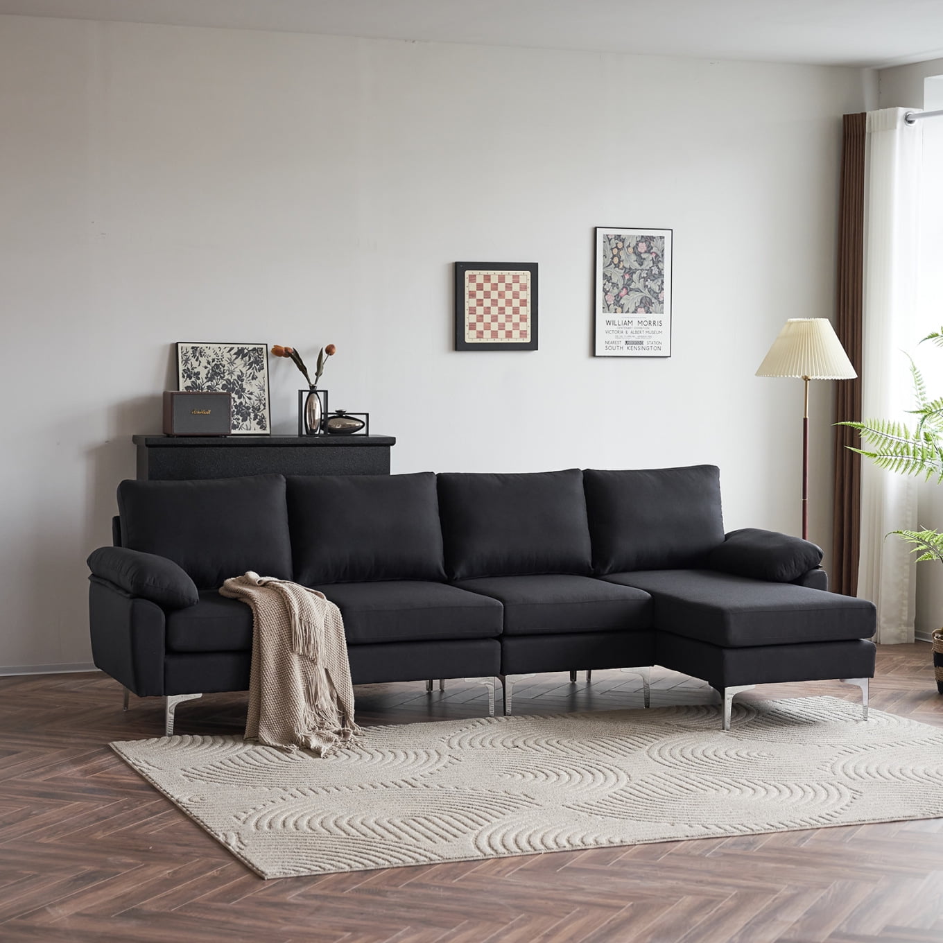Wooden Sofa Metal Sofa Legs Modern L Shaped Modular Sofa, Seat