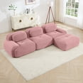 thumbnail image 1 of L-Shaped Modular Sofa, No Assembly, Ergonomic Design, Pet-Friendly Luxury Corduroy Fabric, Extra-Wide Curved Armrests, 32D High-Resilience Sponge, for Living Rooms Bedroom, Pink, 1 of 9