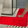 thumbnail image 1 of L Shaped Non-Slip Bathroom Rug - 47x47 Inch Red Memory Foam, Machine Washable Absorbent Mat, 1 of 6