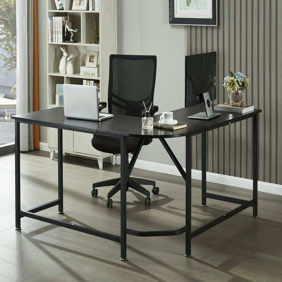 L Shaped Office Desk, Reversible Corner Gaming Computer Desk, Wood Office Writing Work Desk, L Shape Corner Desk for Small Place, Easy to Assemble, 59"L x 59"W x 29"H