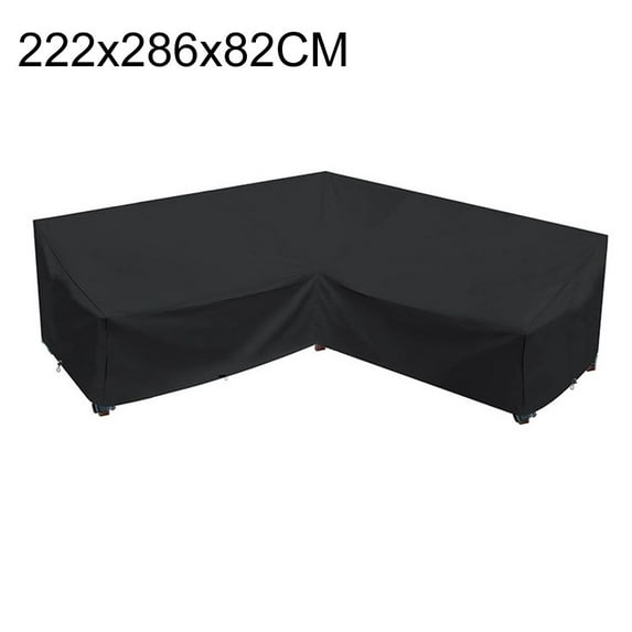 L-Shaped Outdoor Furniture Cover Waterproof Windproof 420D Oxford Fabric Patio Sofa Protector Black Multiple Sizes
