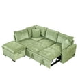 thumbnail image 1 of L-Shaped Pull Out Sofa Bed, 82.67" Convertible Sleeper Couch with a Storage Ottoman, 2 Pillows, 2 Power Sockets and 2 USB Ports, Sectional Sofa for Apartment/Dorm/Living Room, 1 of 9