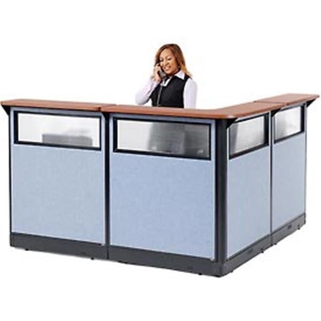 L-Shaped Reception Station with Window & Raceway Counter - Blue - 80 x ...