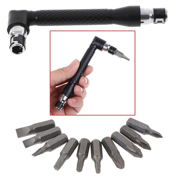 L-Shaped Screwdriver Set, Xinsrenus 10in1 Angle Head Socket Screwdriver Wrench, Vanadium Steel Torx Flat Bit Set Anti-Slip Handle Home Office Tool