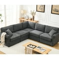 thumbnail image 1 of L Shaped Sectional , 5 Comfortable Couch With Foam Filling, Dark Gray Upholstery For Home Comfy Couch, 5 Seat Modular Pocket Spring, Decor, 1 of 6