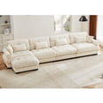 thumbnail image 1 of L Shaped Sectional Cloud Sofa, Convertible 4-Seater Modular Couch in Cream Velvet, Deep Seat, Bolster Armrests, for Living Room, Ultimate Comfort, 1 of 21