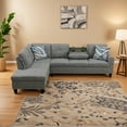 thumbnail image 1 of L Shaped Sectional Couch, Modern Nailhead Lounge Sofa, Modular Sectional Sofa with Reversible Cup Holder,4-Seat Linen Sectional Sofa Sets, Modern Living Room Furniture Sets,Brown Grey, 1 of 6