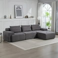 thumbnail image 1 of L-Shaped Sectional Couches with Memory Foam & Steel Frame, No Assembly Convertible Sofa Bed, Corduroy Fabric Compression Sofa, Modular Couch for Living Room, Apartments, Home Theate, Office, Grey, 1 of 9