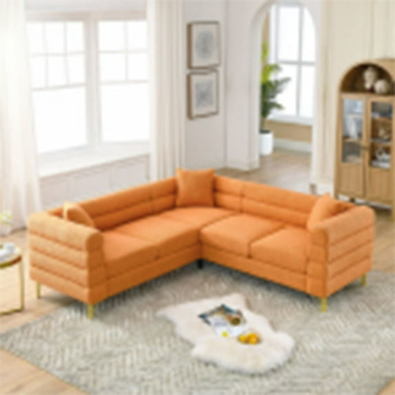 L Shaped Sectional Couches,Modular Sectional Sofa with 3 Cushions,81.5 Inch Teddy Velvet Lounge Sofa,5-Seater Corner Sofa for Living Room Bedroom Apartment