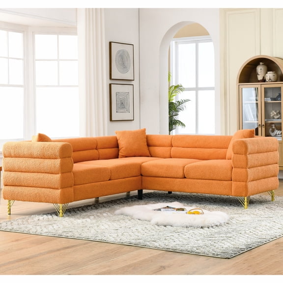 L - Shaped Sectional - International Art Deco Inspired - Home Use - Comes with 3 Cushions Corner Sofa