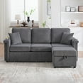 thumbnail image 1 of L-Shaped Sectional Sofa,Corduroy Convertible 3-Seat Sofa Couch with Pull-Out Storage,Ottoman for Living Room,Apartment,Dark Gray, 1 of 7