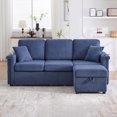 thumbnail image 1 of L-Shaped Sectional Sofa,Corduroy Convertible 3-Seat Sofa Couch with Pull-Out Storage,Ottoman for Living Room,Apartment,Navy, 1 of 7