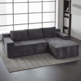 thumbnail image 1 of L Shaped Sectional Sofa, Corduroy Modular Floor Couch Set, No Assembly Compressed Foam Sofa, Modern 3-Seat L-Shape for Living Room, Antique Grey, 1 of 7