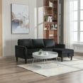 thumbnail image 1 of L-Shaped Sectional Sofa, Modern Sectional Sofa Bed with Storage Convertible Chaise, 3-Seater Upholstered Sofa Couch with Solid Wood Frame for Living Room Apartment Office, Space Saving, Black, 1 of 7