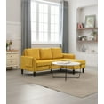 thumbnail image 1 of L-Shaped Sectional Sofa,Reversible Sleeper Sofa with Pull Out Bed and Storage Chaise,Upholstered Fabric Sectional Sofa with Side Pockets,Pull Out Sofa Couch for Living Room Bedroom Office,Mustard, 1 of 26