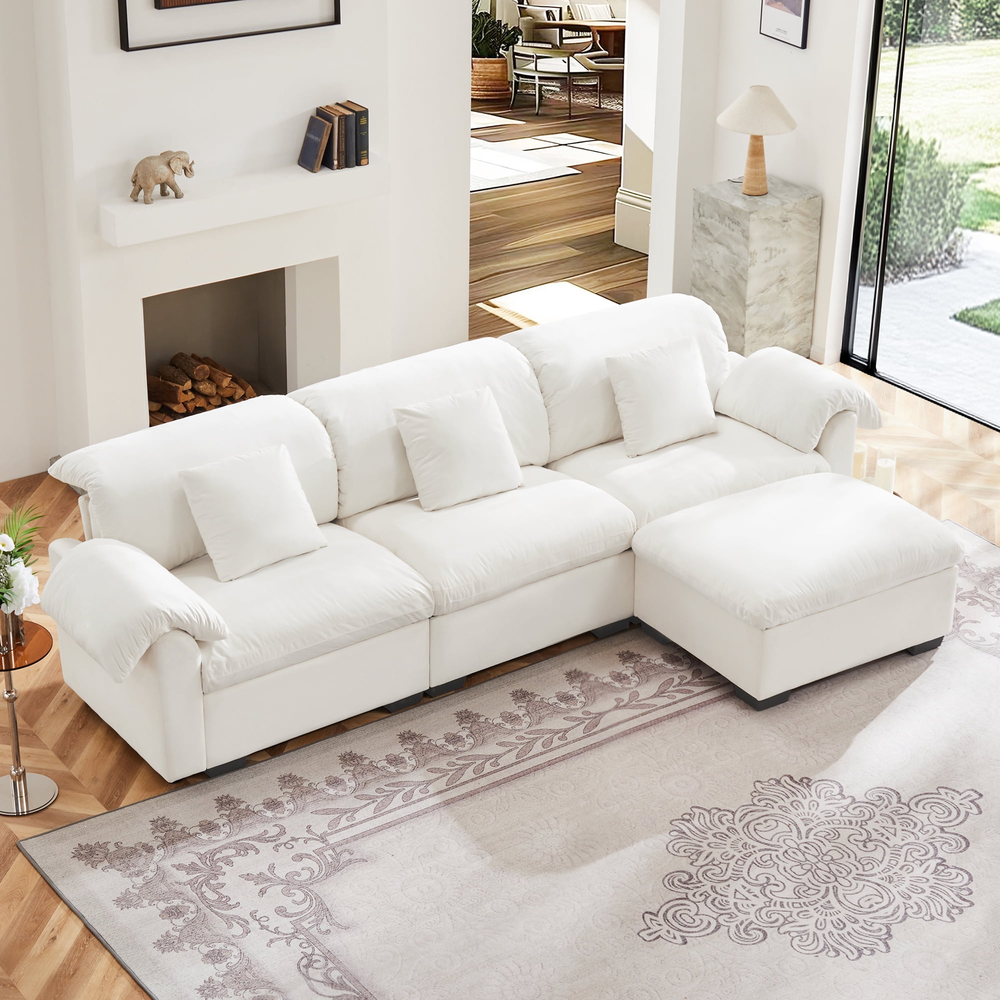 L Shaped Sectional Sofa With Storage Seats and Storage Ottoman, Modern ...