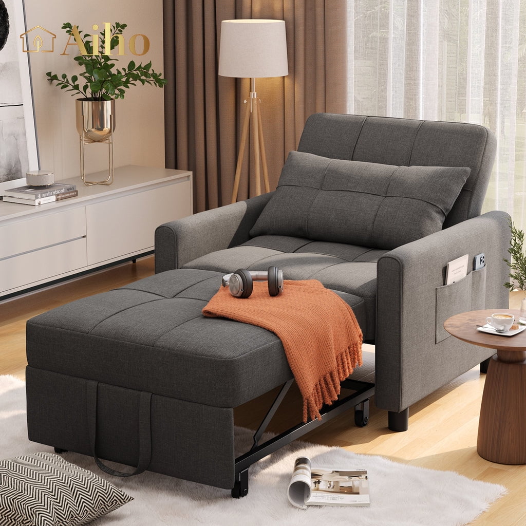 Aiho 82" L Modern Sofa, L-shaped Sofa with 3 Comfortable Pillows for Living Room, Apartment, Studio, Office - Dark Grey