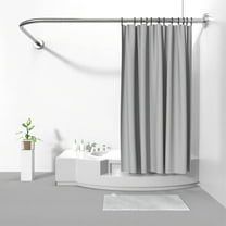 L Shaped Shower Curtain Rod 29.5"x66.9", 304 Stainless Steel Corner Shower Curtain Rod for Bathroom, curved shower curtain rod with 12 Rings