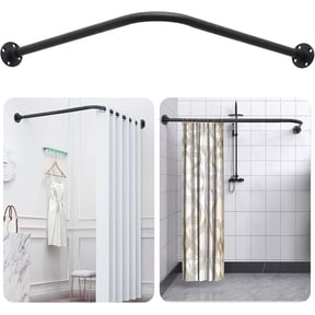 L Shaped Shower Curtain Rod,Adjustable Corner Shower Rod,90 Degree Wall Mounted Shower Curtain Rod for Bathroom,Bathtub,Clothing Store,Locker Rooms,Private Space,Need to Drill