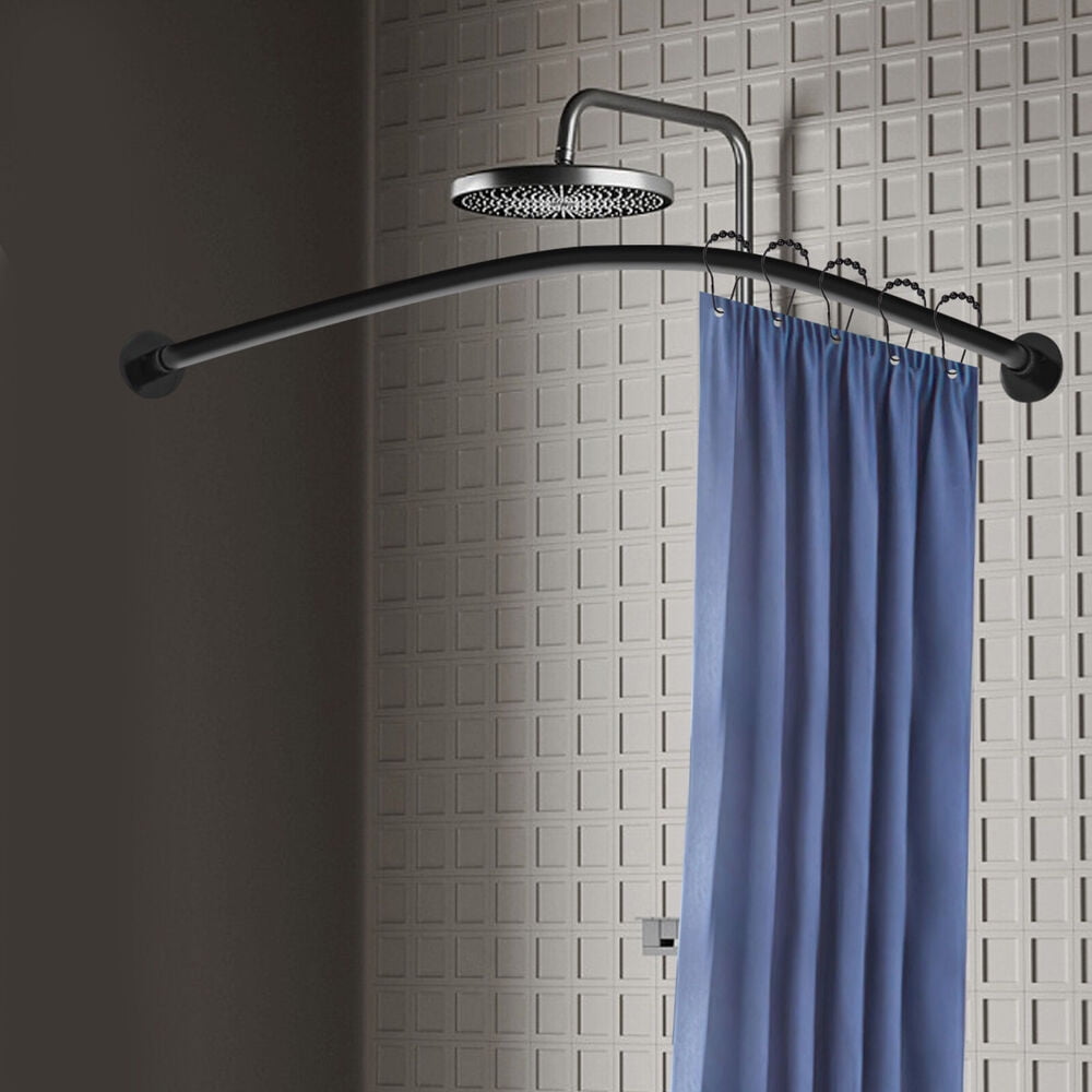 L Shaped Shower Curtain Rod Stainless Steel Bathroom Shower Pole Rail