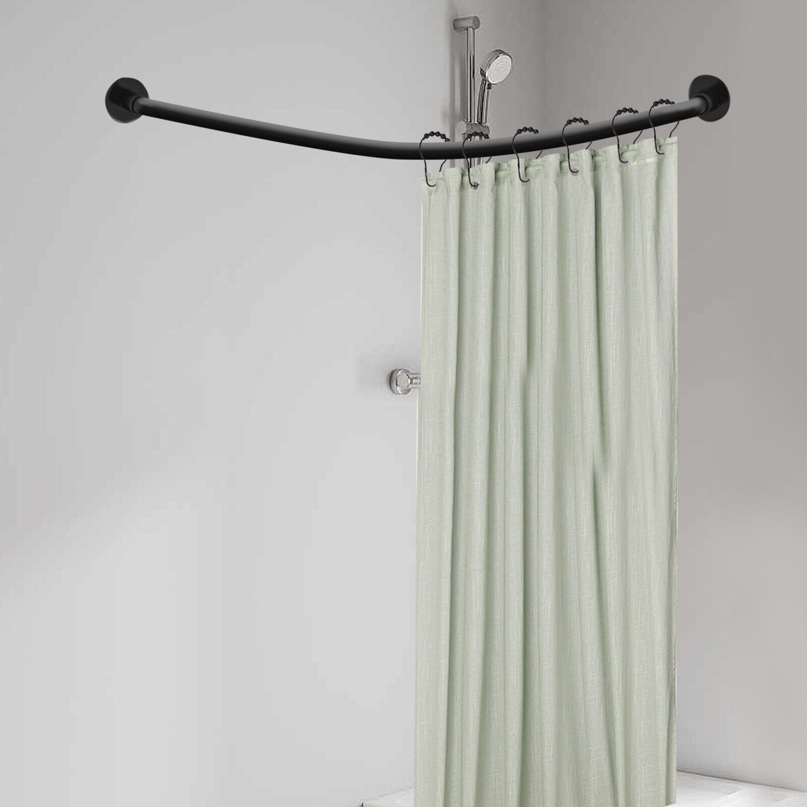 L Shaped Shower Curtain Rod Stainless Steel Bathroom Shower Pole Rail