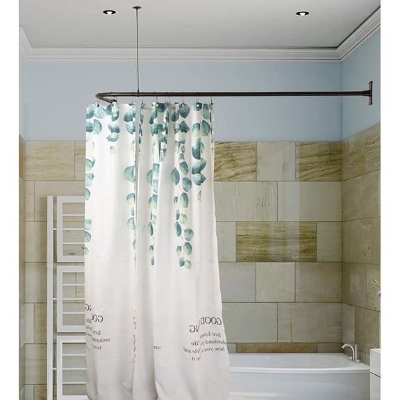 L Shaped Shower Curtain Rod for Corner Bathtub with Ceiling Support in Matte Black