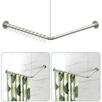 L Shaped Shower Curtain Rods, Adjustable (23''-69'' X 23''-69'') Corner Shower Rod with 12 Shower Curtain Rings, All 304 Stainless Steel, for Bathroom, Bathtub, Clothing Store, Need to Drill, Silver