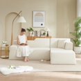 thumbnail image 1 of L-Shaped Sofa, Sectional Sofa, High Back Sofa&nbsp;Modern Corduroy Design with Thickened Backrest, Space-Saving Couch for Living Room, Beige, 96.46 Inch, 1 of 3