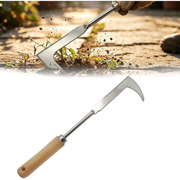 L-Shaped Stainless Steel Crevice Weeding Tool, Stainless Steel Crevice Weeding Tool, Crack Weeder, Deep into Crevices,Uproots Weeds, with Ergonomic Handle (7-Shaped Weed Hook)