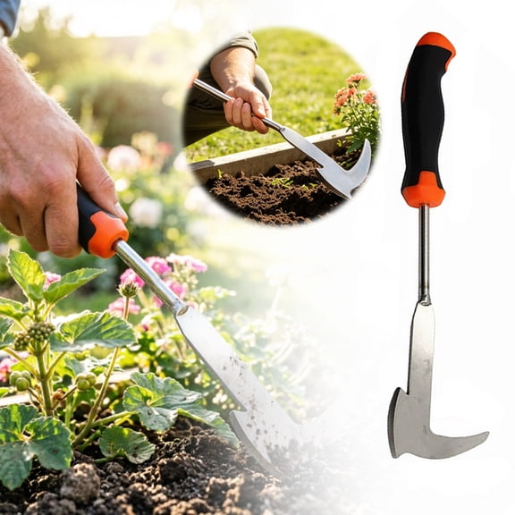 L-Shaped Stainless Steel Weeder, Metal, Silver, 30cm, for Patio & Pavers