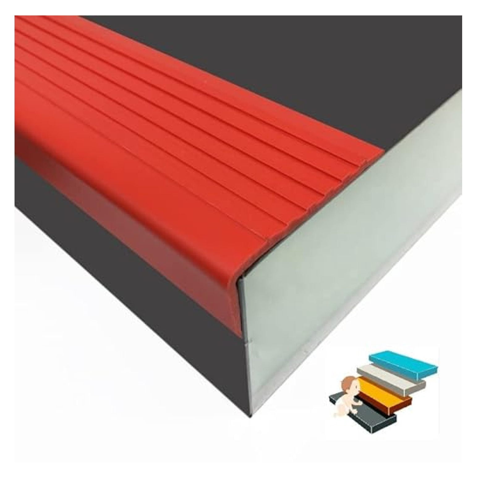 L-Shaped Vinyl Stair Nose Molding – Non-Slip Rubber Edge Protector, Waterproof Self-Adhesive, For Indoor/Outdoor Stairs, Kids & Elderly Safety