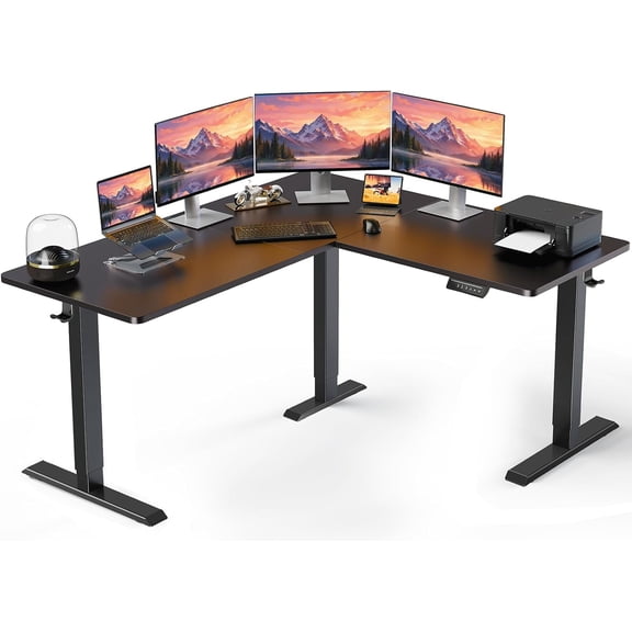 L Shaped Standing Desk, 63"x55" Electric Adjustable Height Sit Stand up Desk, Ergonomic Large Computer Table, Left & Right Interchangeable Installation, Suitable for Home Office, Black