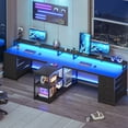 thumbnail image 1 of 94.5" Two Person Desk with 8 Drawers and Storage Shelves, Long Computer Desk with LED Lights for Home Office, 1 of 7