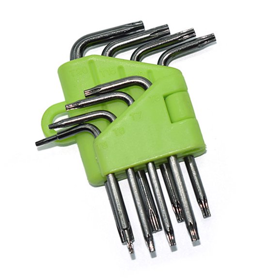 L Shaped Star Tool Set, 8 Piece Driver Collection in Steel with Compact Holder for Device Service, Detailed Screw Work and Manual Use