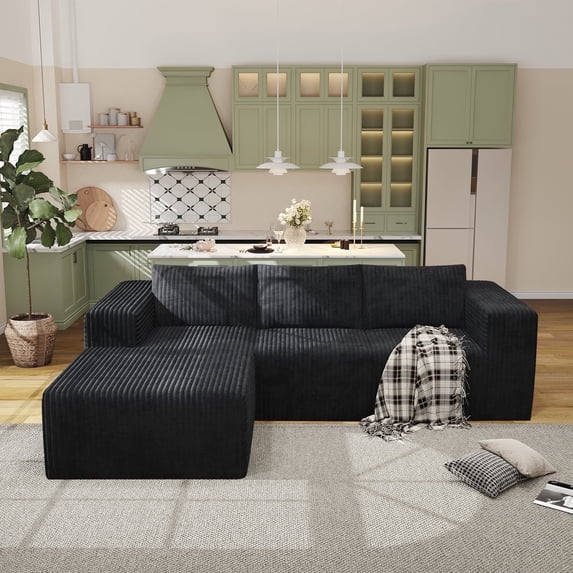 YVDNHP Modular Cloud Sofa, 107.8" L-Shaped Sectional Sofa - No Assembly Required, Flannel Fabric Deep Seating Couch for Living Room